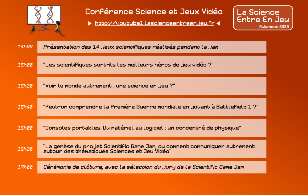 Programme Conférence Science et Jeux vidéo - Automne 2020